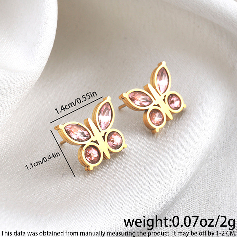 High-grade Fashionable Versatile Micro Diamond Butterfly Earrings