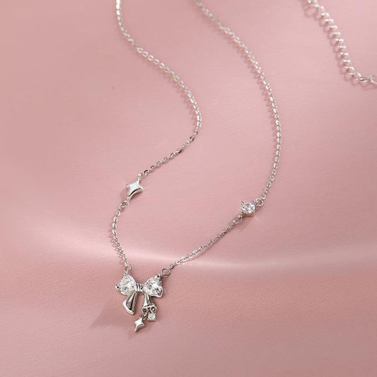 Women's Heart Bow For Minority Simple Design Necklace