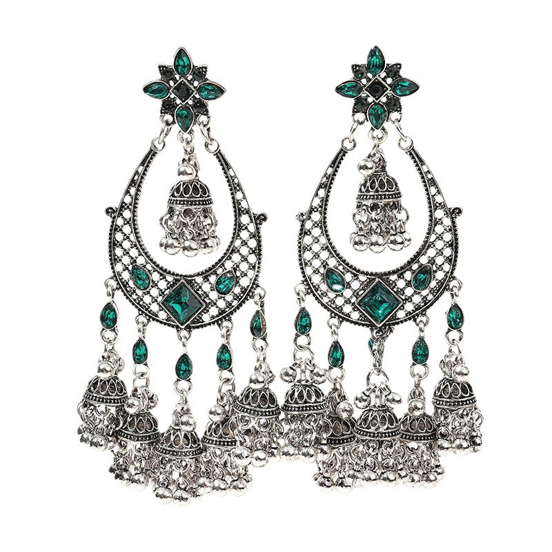 Circle Ladies Tassel Long Bell Bird Cage Eardrop Sense Niche Stud Earrings
