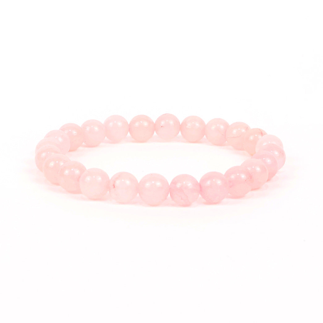 Natural Stone Beaded Stretch Agate Round Beads Turquoise Pink Bracelet