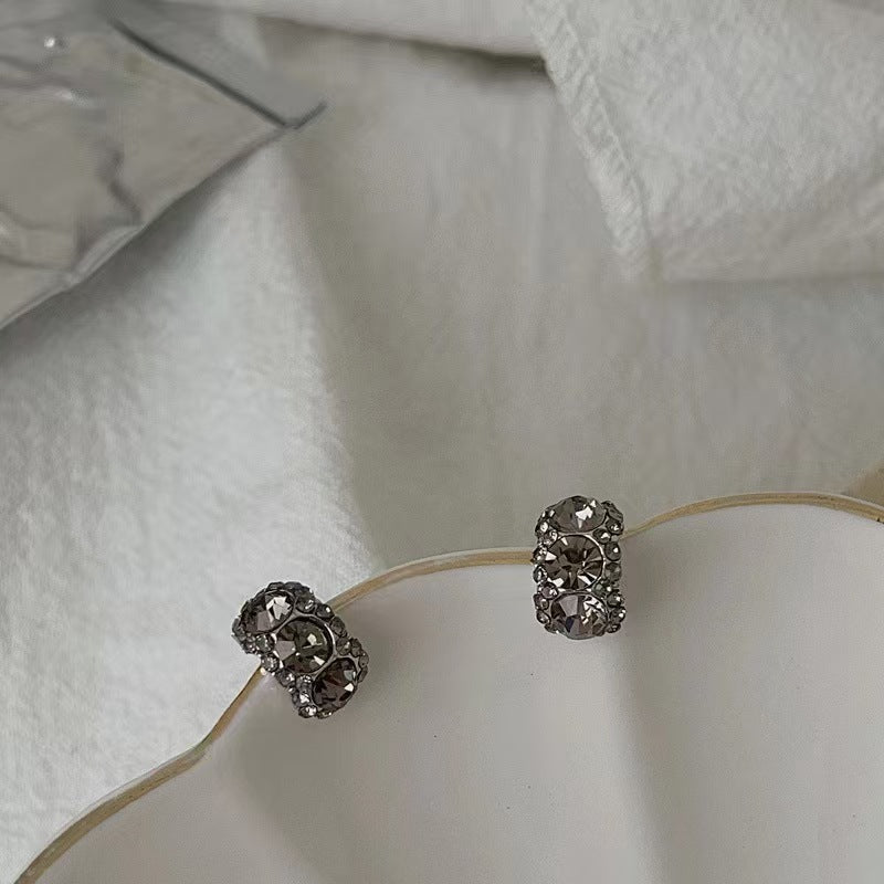 Delicate Shining Night Berlin Gray Niche Design Stud Earrings