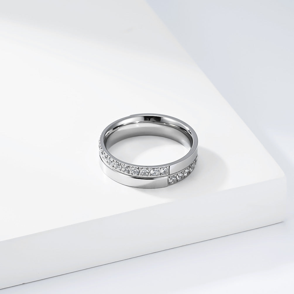 Titanium Steel Female Niche High-grade Light Luxury Hand Full Diamond Ring