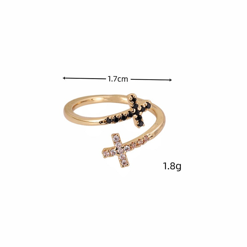 Women's Rhinestone Zircon Open Copper Niche Design Fashion Ring