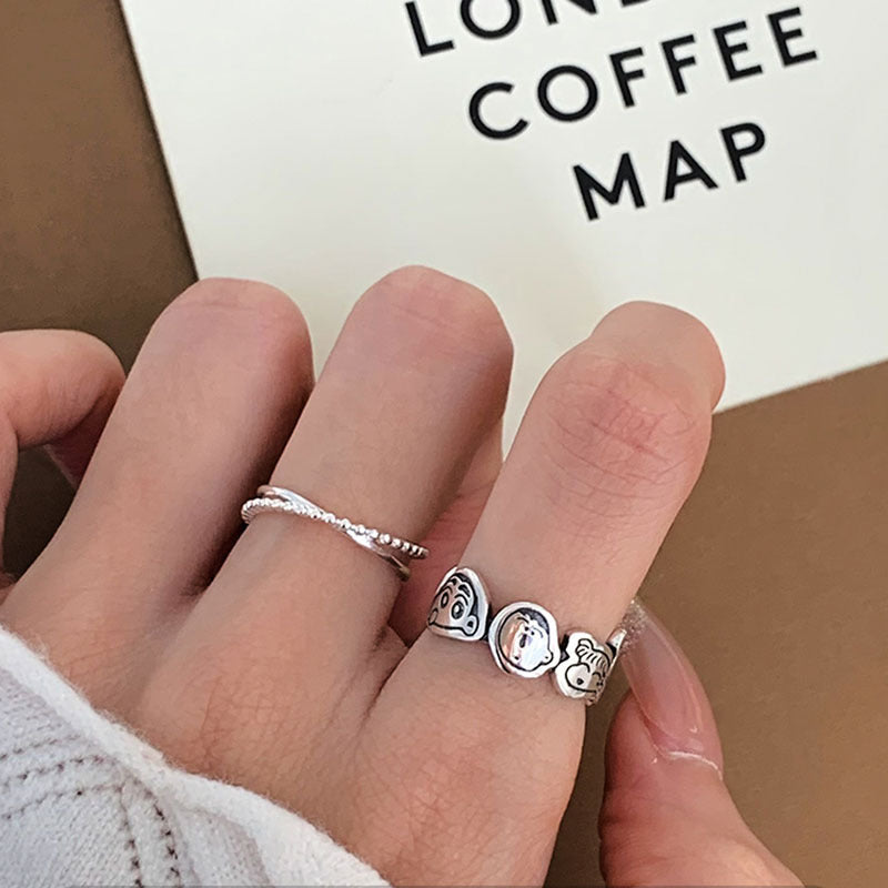 Cute Anime Cartoon Figures Small Female Niche Design Adjustable Ring