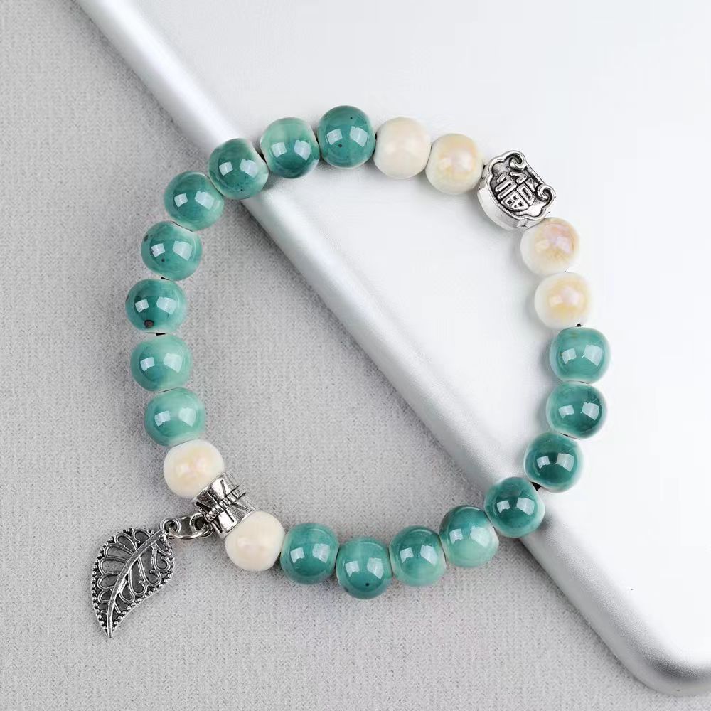 Ten Yuan Three String Hot Ceramic Porcelain Rose Beads Handmade Bracelet