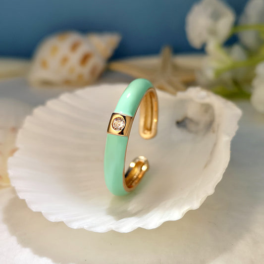 Gold-plated Zircon Simple Design Colorful Oil Rings
