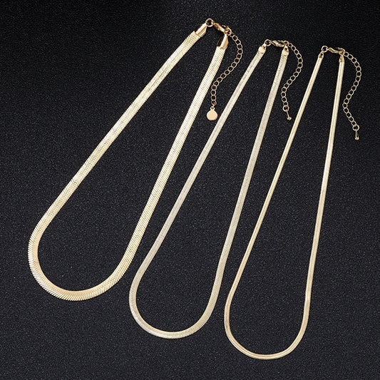 Snake Bones Chain Real Gold Light Luxury Necklaces