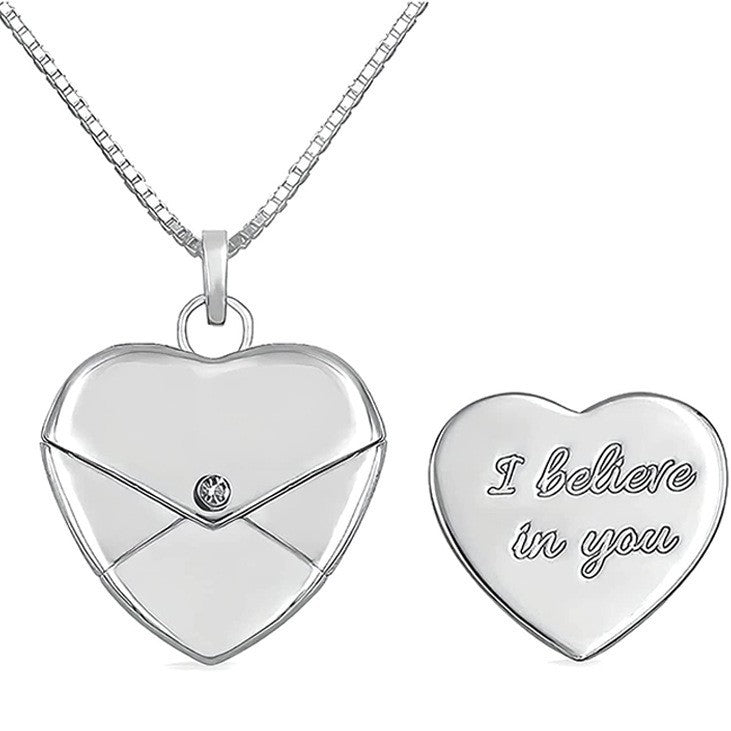 Open Heart-shaped Envelope Family Memorial Jewelry Necklaces