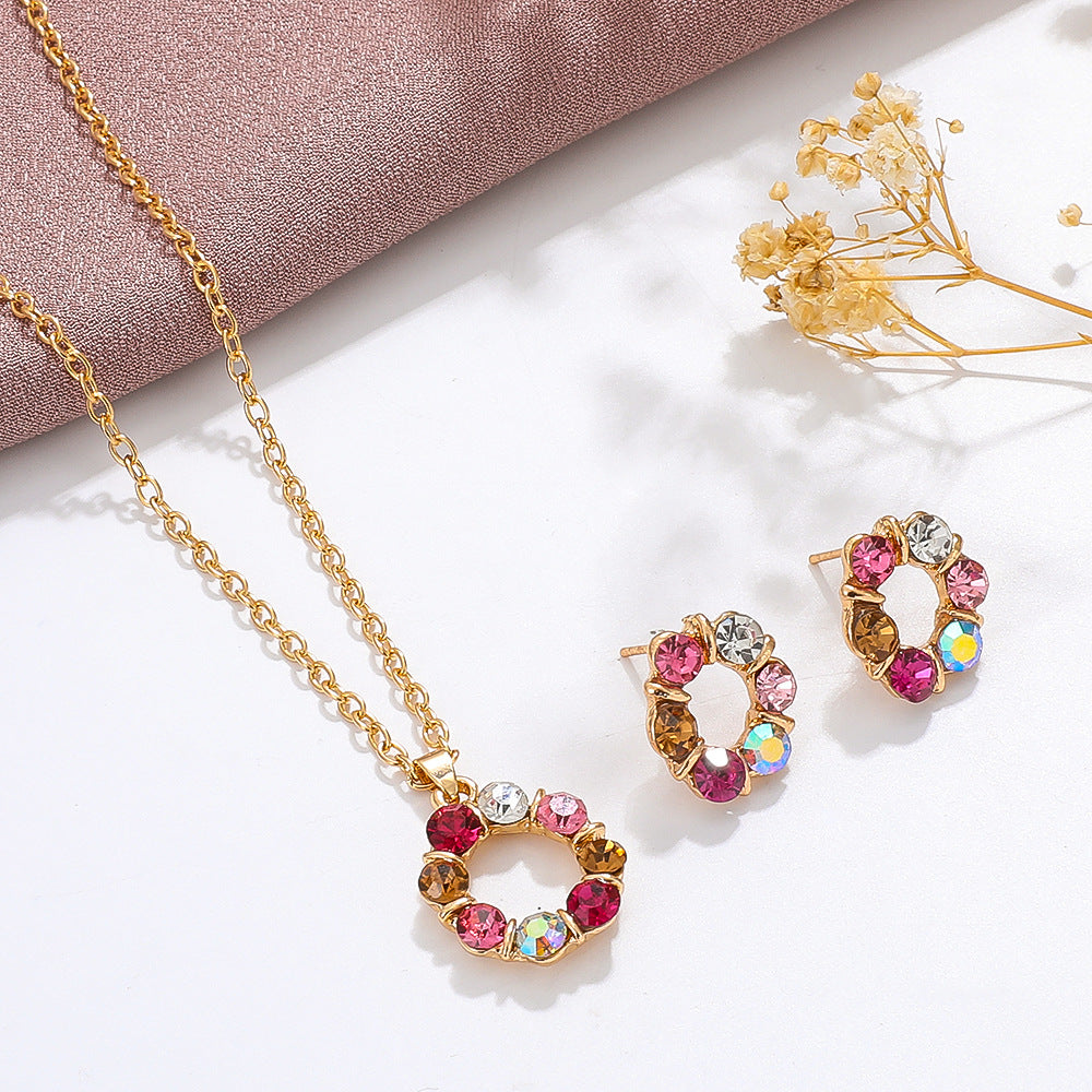 Fashion Graceful Personality Hollow Circle Suite Earrings