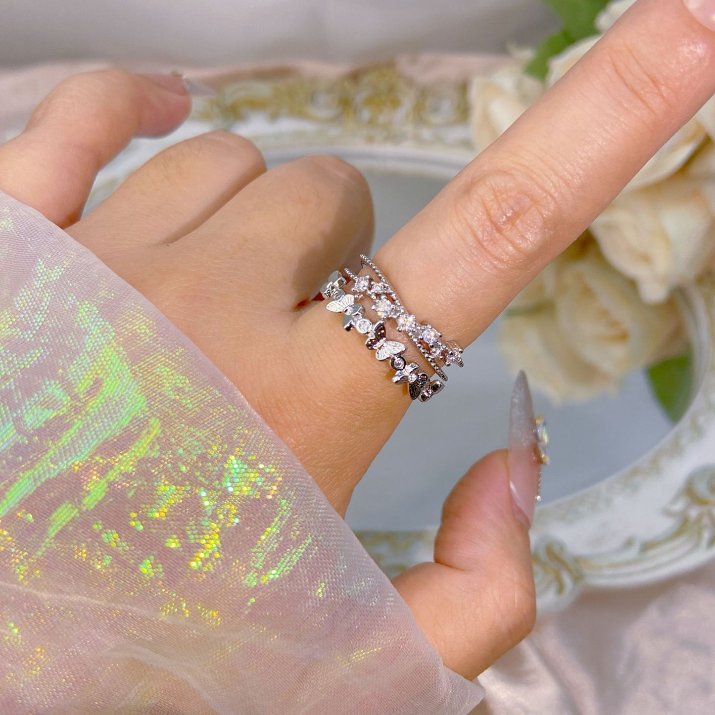 Yuan High-quality Zircon High-grade Color Retaining Open Rings