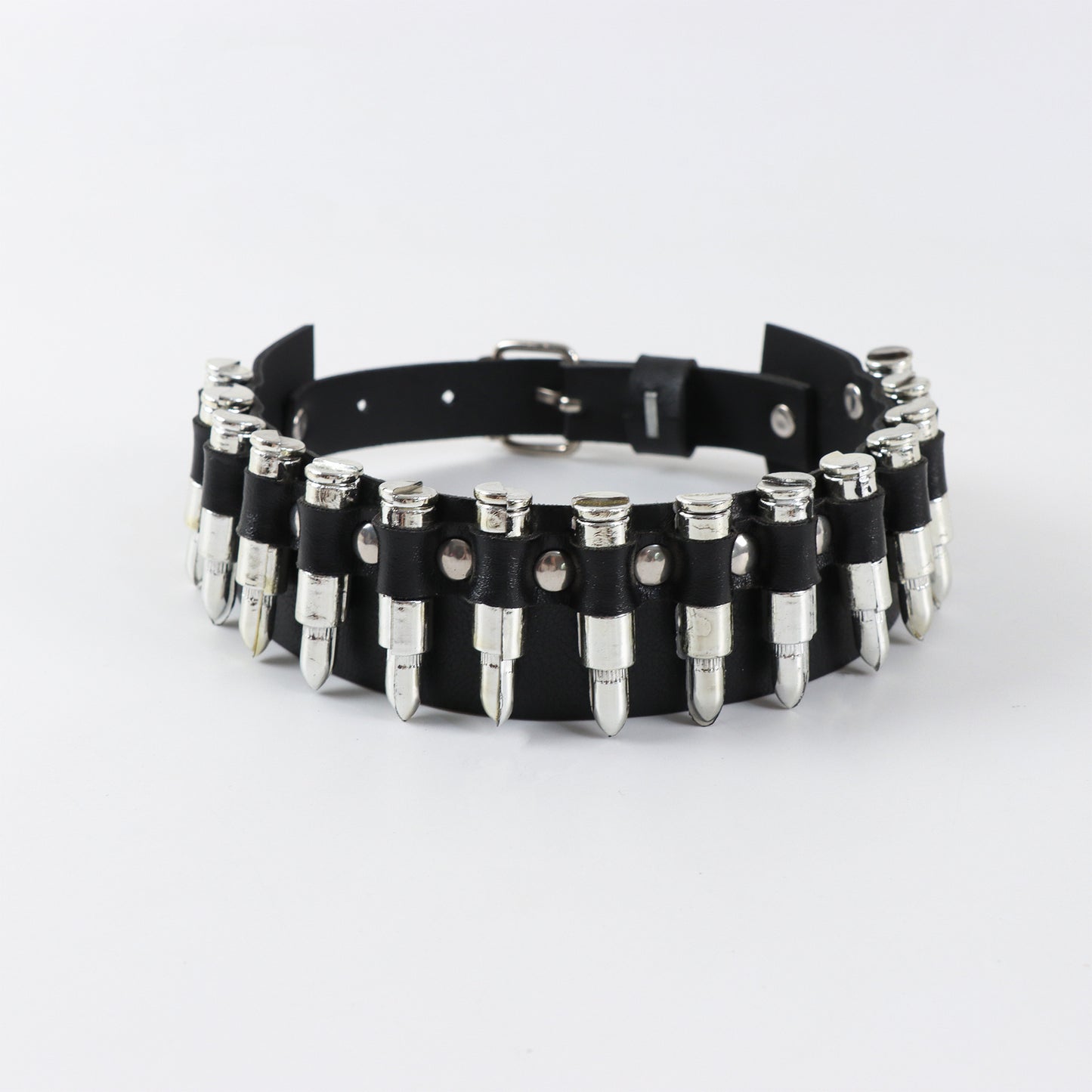 Men's Fashion Punk Leather Neck Pin Buckle Collar