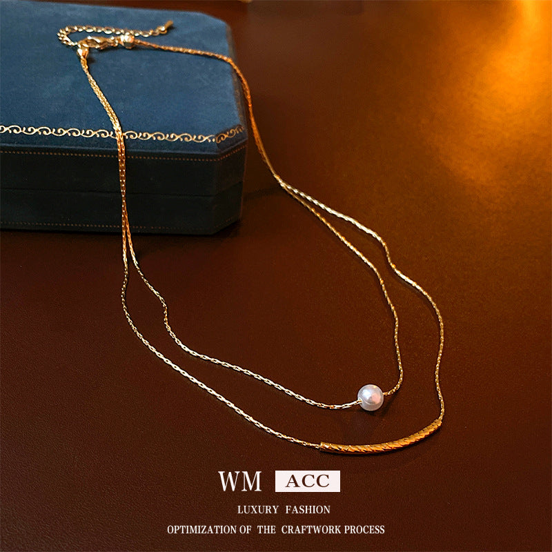 Women's Pearl Metal Clavicle Chain Simple Light Luxury Necklace