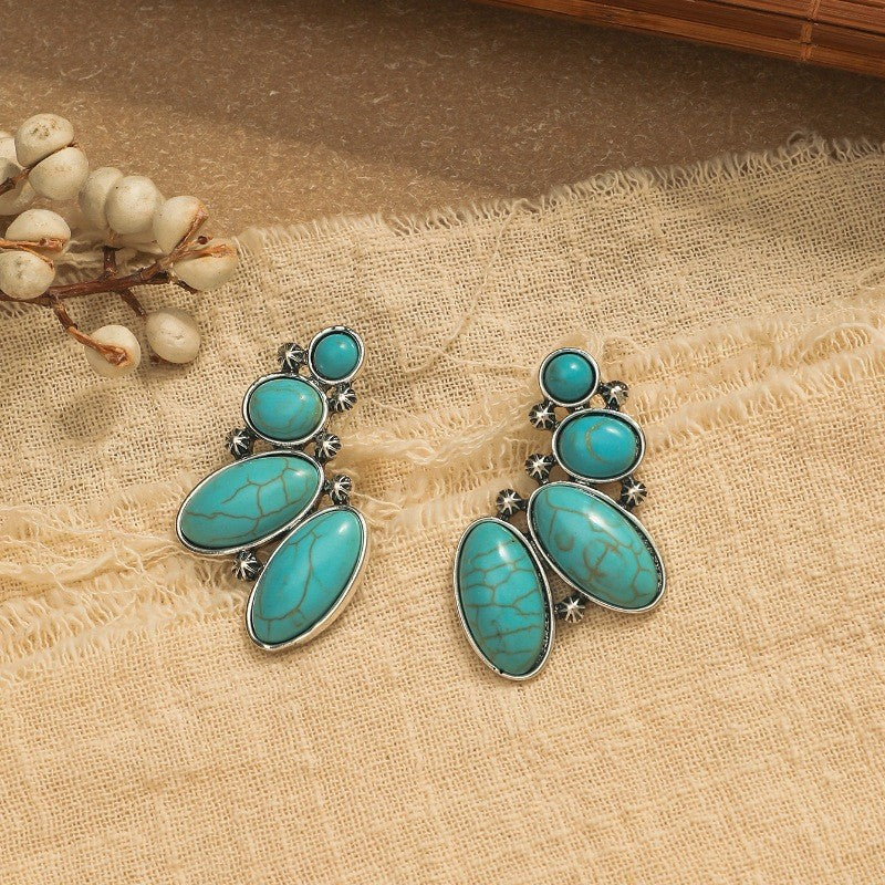 Ethnic Style Bohemian Vintage Turquoise Personalized Earrings