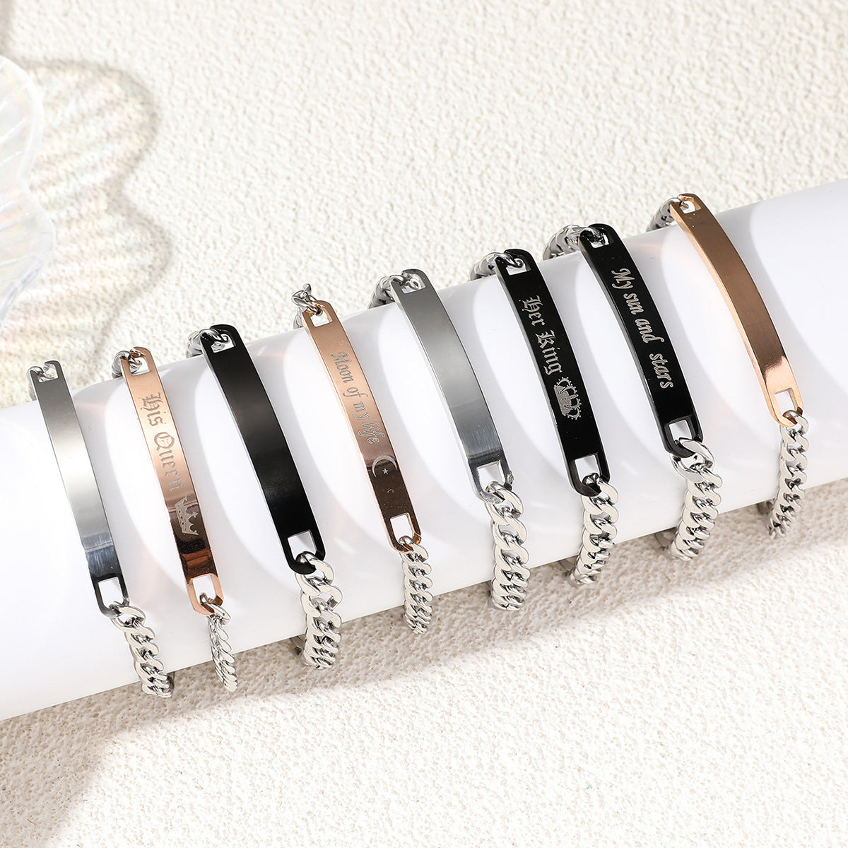 Stainless Steel Titanium Couple Wrist Chain Rings