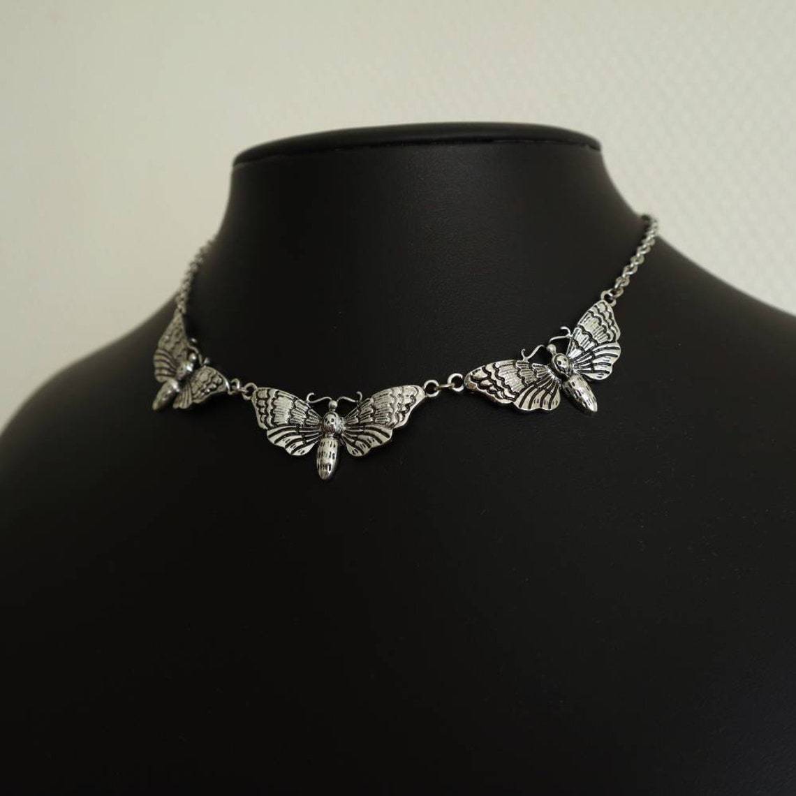 New Comfortable Gothic Moth Butterfly Choke Necklace