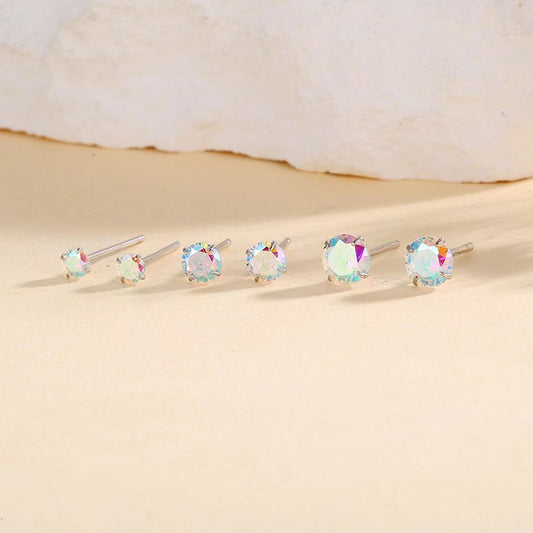 Women's Sier With Colorful Zircon Simple Design Rings
