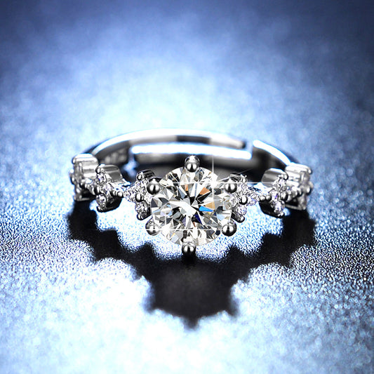 Simulation Diamond Female Clover Moissanite Live Rings