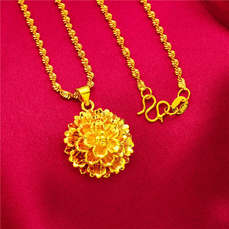 Flower Vietnam Placer Gold Palace Antiquity Water Ripple Gifts For Necklace