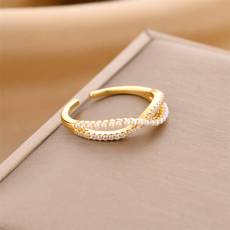 Women's Style Personalized Advanced Light Luxury Pearl Rings