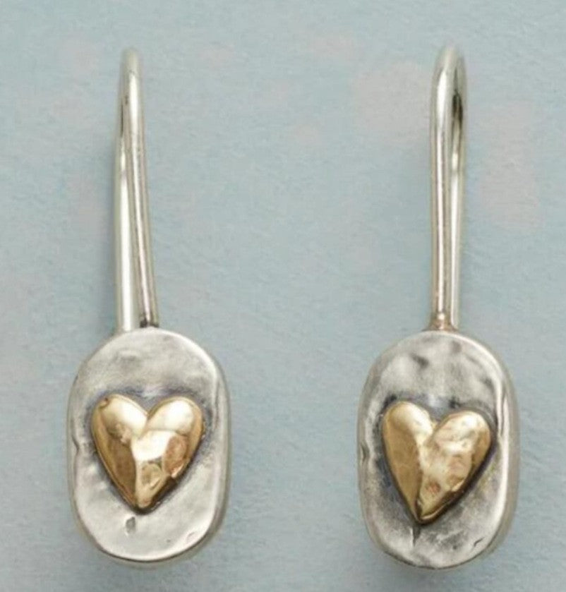 Simple Style Oval Geometric Carved Heart-shaped Earrings