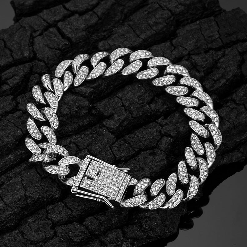 Men's Cuban Link Chain Alloy Full Diamond Dragon's Beard Bracelets