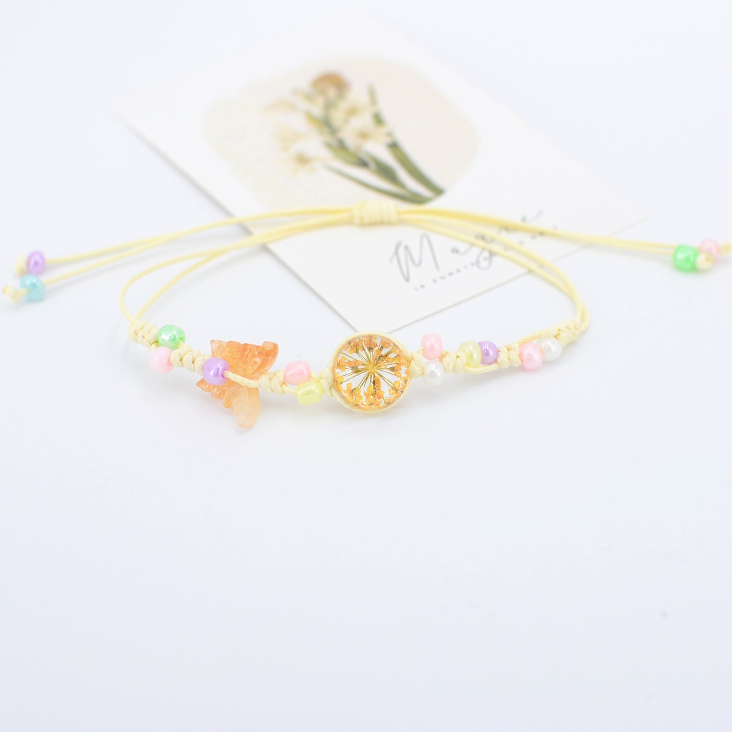 Dried Flower Preserved Fresh Real Butterfly Bracelet