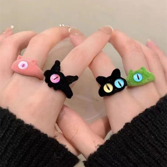 Funny Cute Little Monster Open Ended Pinky Ring