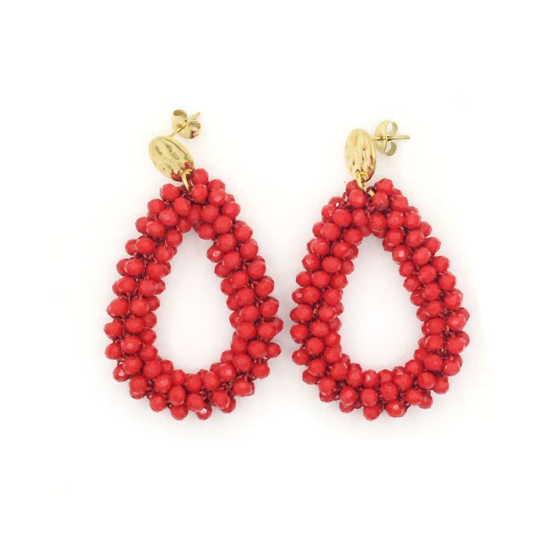Women's Handmade Woven Crystal Fashion Water Drop Creative Bohemian Chic Earrings