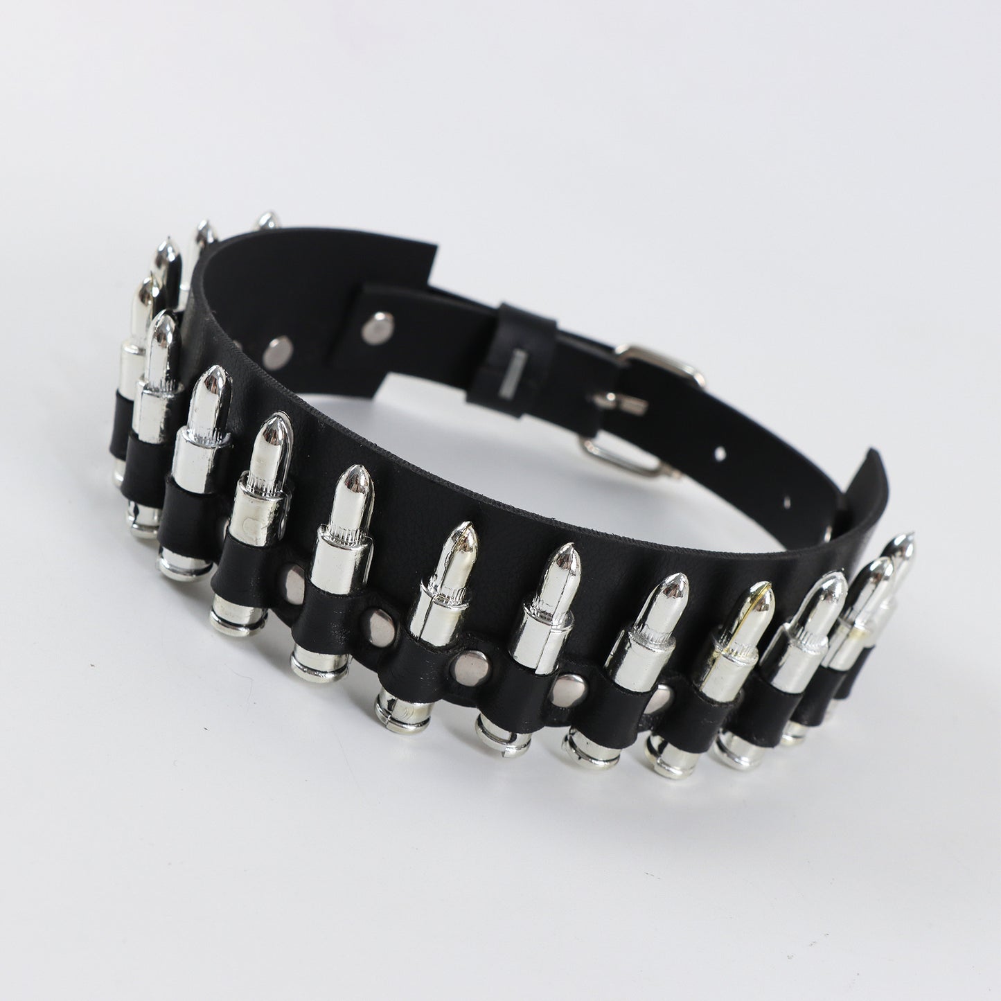 Men's Fashion Punk Leather Neck Pin Buckle Collar