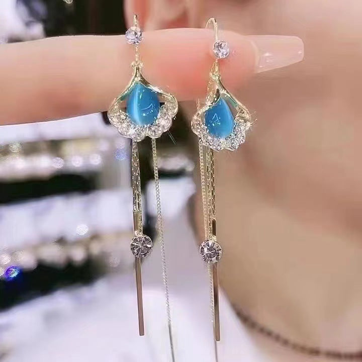 Long Ginkgo Tassel Temperament Special Interest Light Luxury Rings