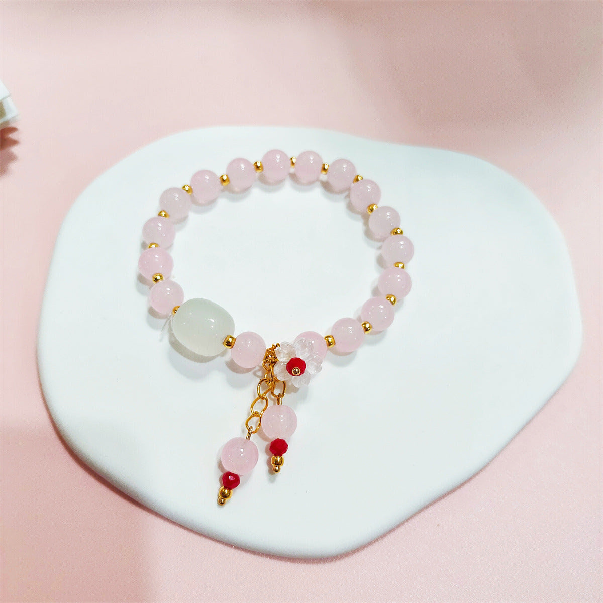 Female Natural White Yu Light Luxury Minority Gift Colored Glaze Bracelet
