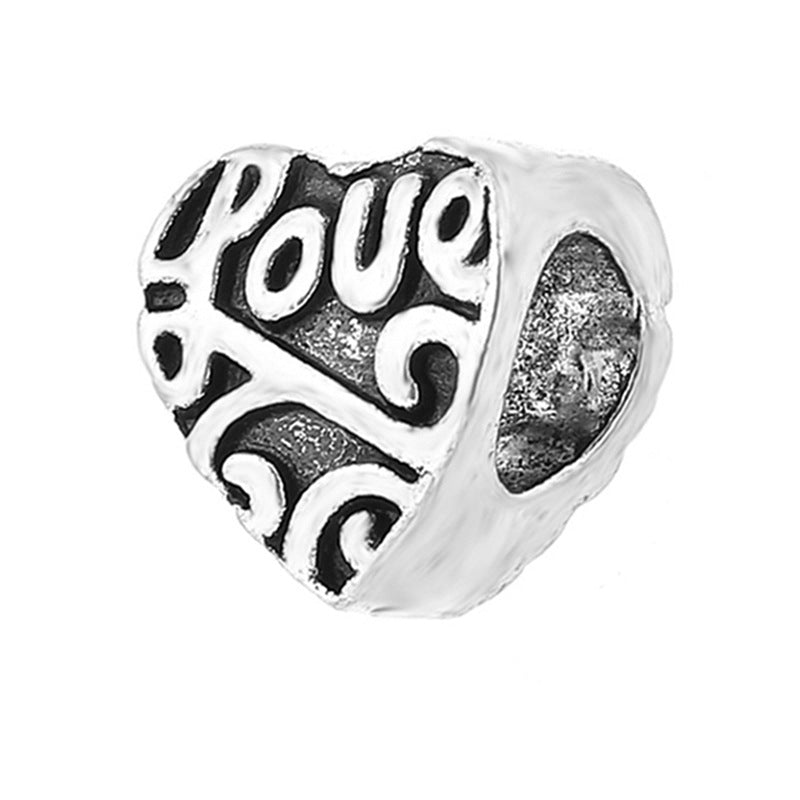 Alloy Large Hole Beads Hollowed Heart Shape Jewelry Accessories
