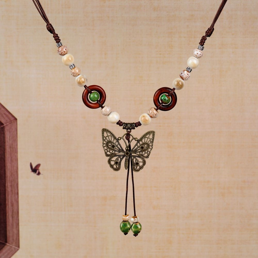 Chinese Ethnic Style Butterfly Niche Ancient Necklaces