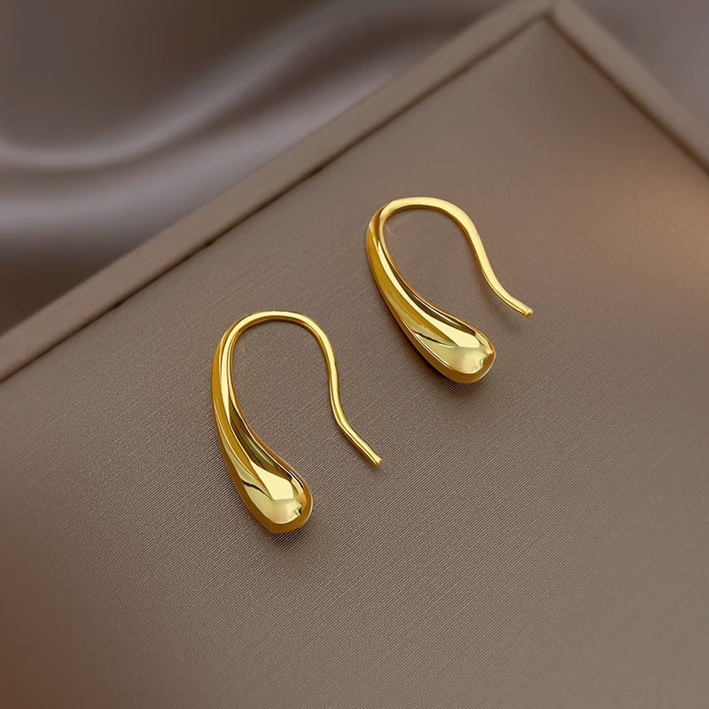 Women's Exquisite Water Drop Simple Elegant Eggplant Eardrops Niche Design Semicircle Ear Hook