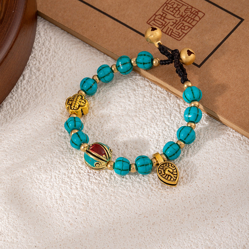 Colorful Turquoise Retro Artistic Personality Nepal Creative Crafts Braid Bracelet