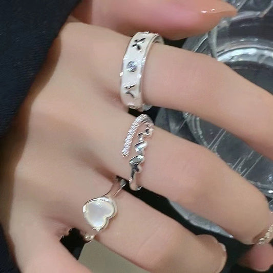 Luxury Style Heart Shell Niche Temperament Girlfriends Couple High Sense Rings