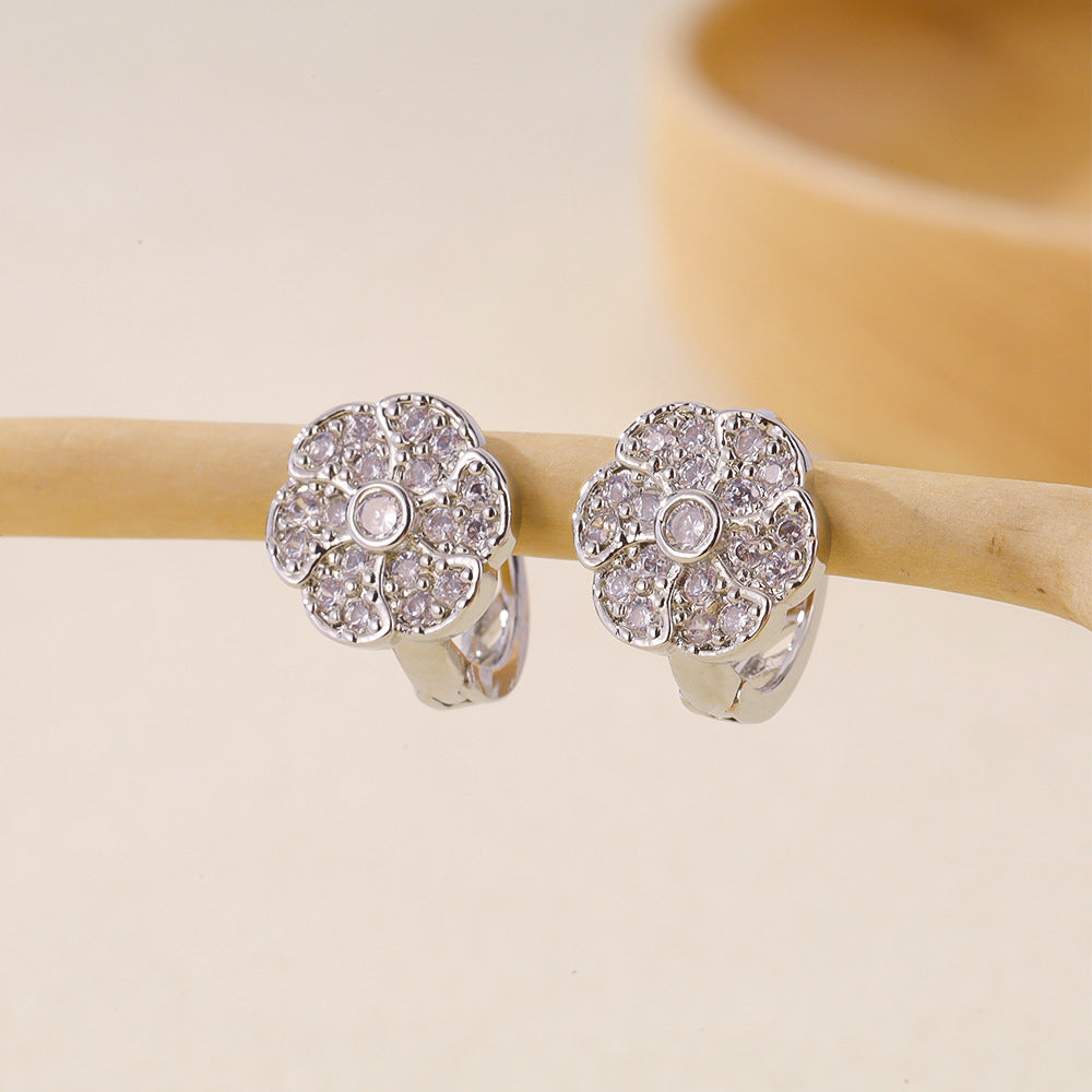 Women's Selection Fashionable Multi Zircon Inlaid Zirconium Earrings