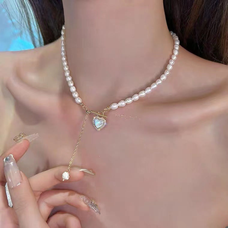 Pearl Design Sense Light Luxury Minority Asymmetric Clavicle Chain Cold Necklaces