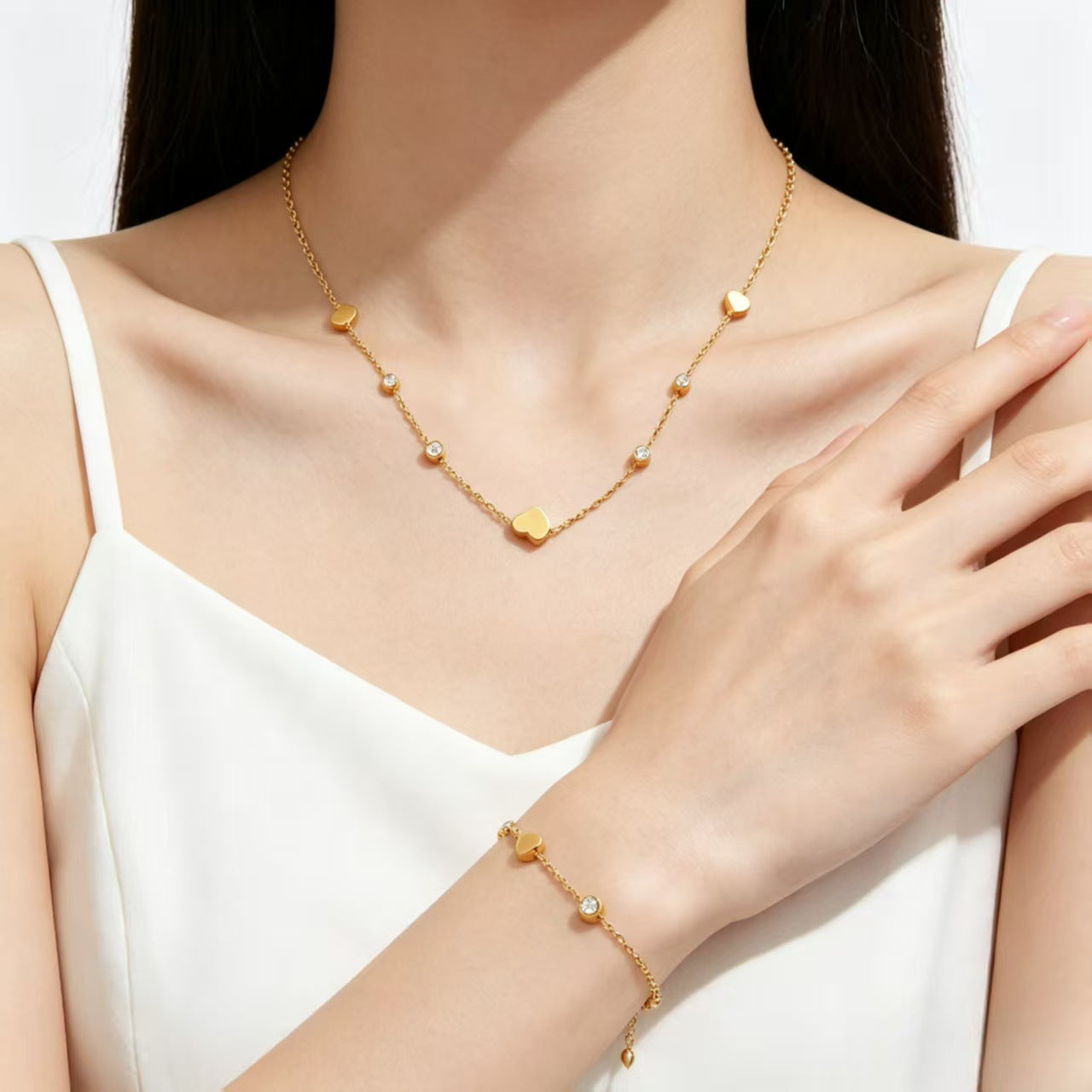 Luxury Exquisite Sweet Style Love Stainless Steel Diamond In The Bracelets