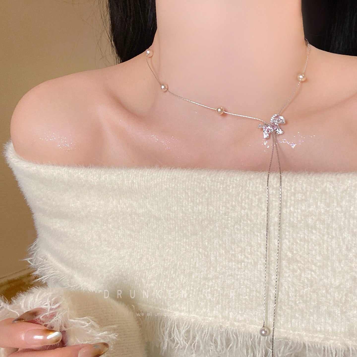 Women's Pearl Zircon Pony Light Luxury Minority Clavicle Chain Exquisite Necklaces
