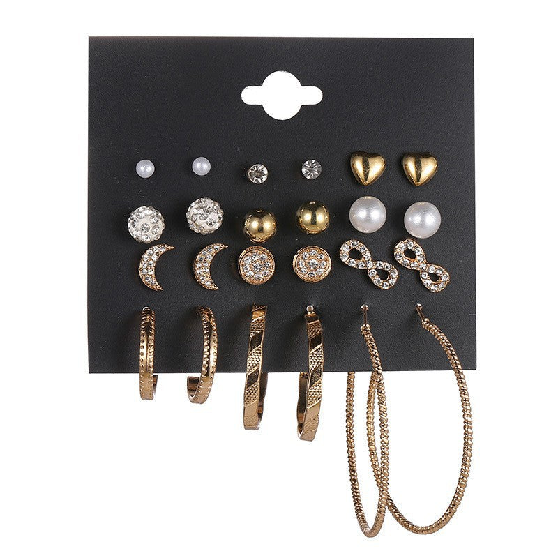 Metal Irregular Geometry Pairs Earings Vintage Pearl Earrings