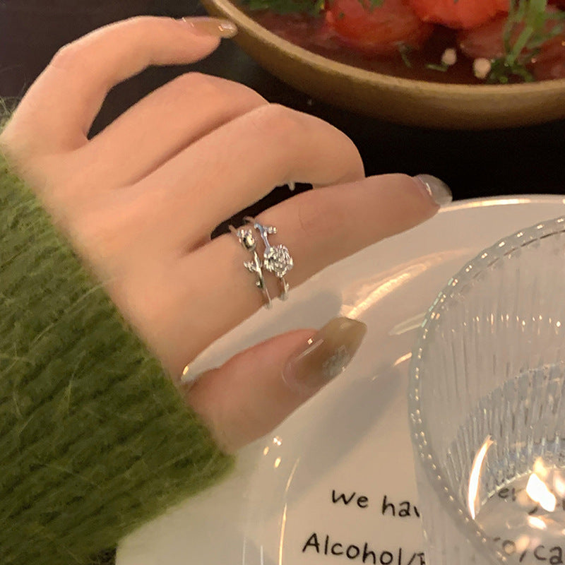 Style Pearl Zircon Butterfly Female Niche High-grade Rings