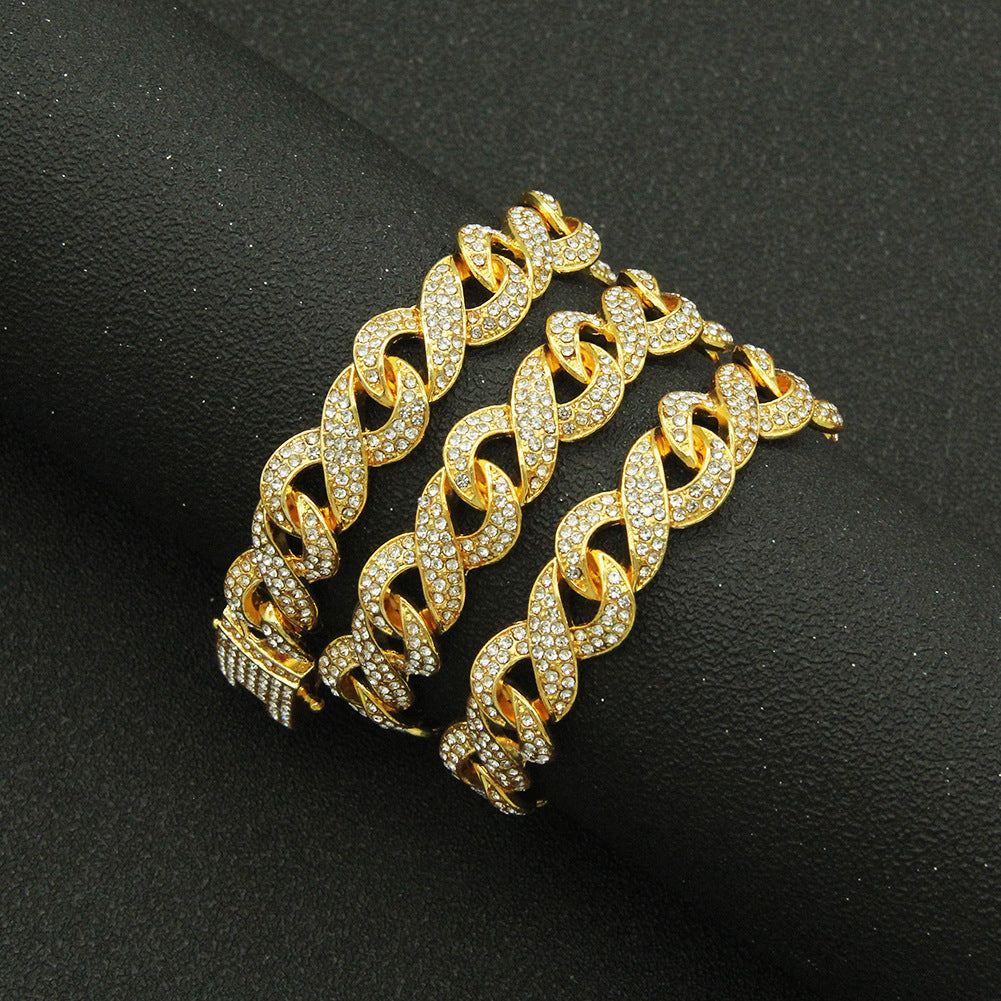 Men's Full Diamond Chain Cuban Twist Knot Personality Hip Hop Necklace