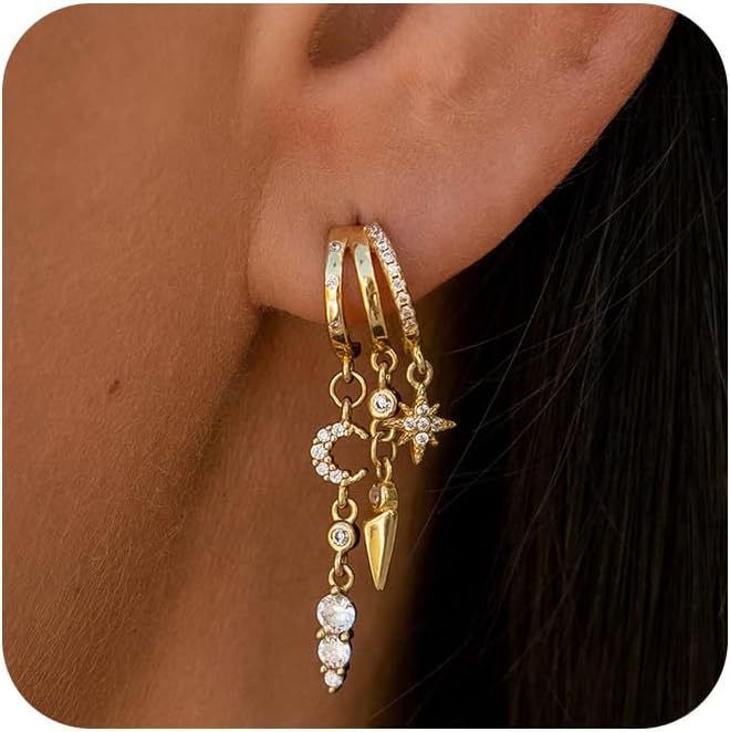 Copper Gold-plated Tassel Inlaid Zircon Irregular Fashion Earrings