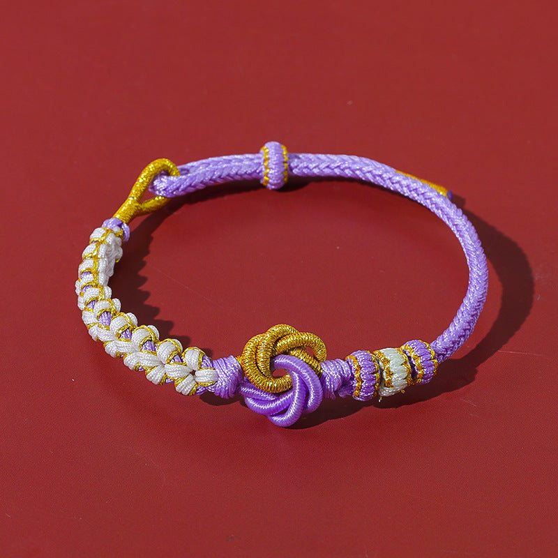 Adjustable String Beads Gold Peach Blossom Knot Pendants