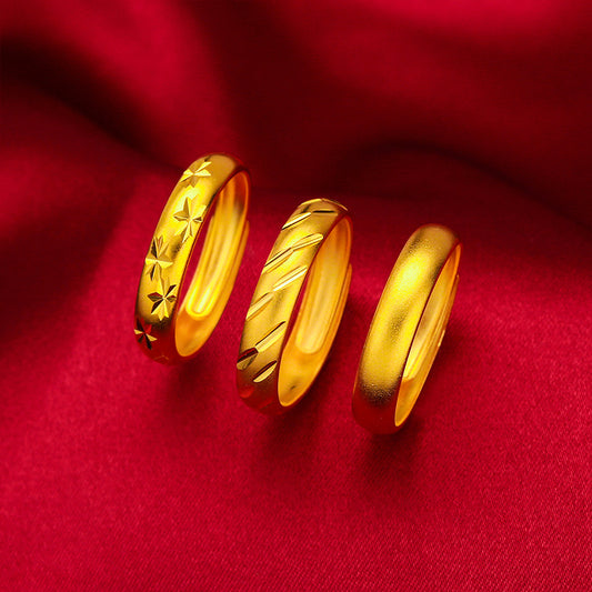 Women's & Men's European Coin Open Mouth Glossy Can Wear Couple Vietnam Placer Ring