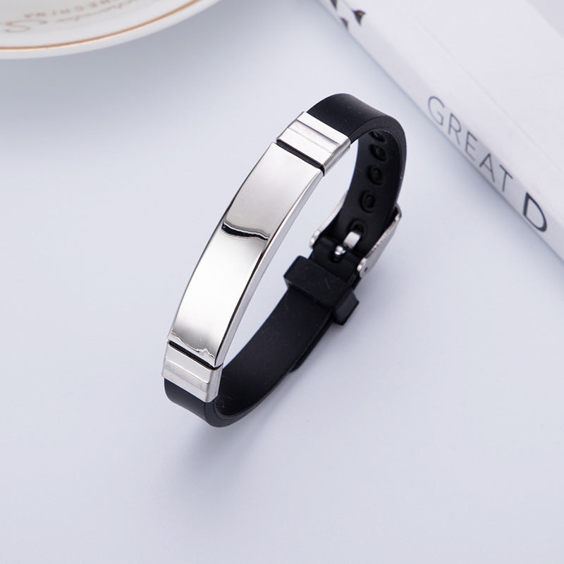 Men's Sports Couple Lettering Birthday Gift Stainless Silica Bracelets