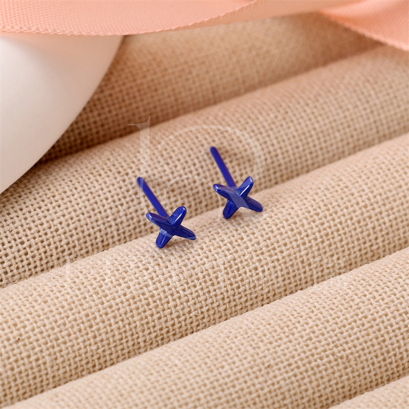 Cross Integrated Biological Porcelain Zirconia Ceramic Ear Small Auricular Needle Stud Earrings