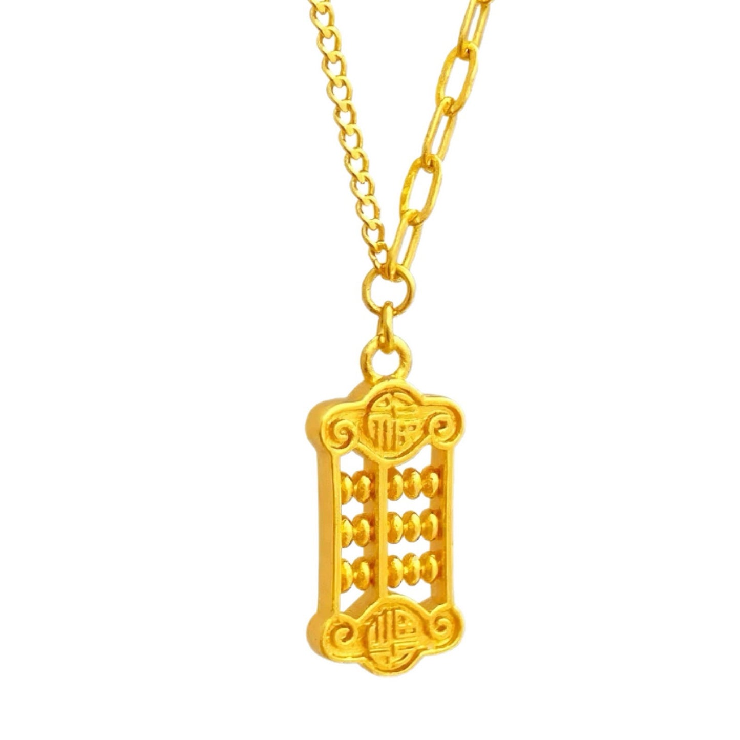 Women's Imitation Gold Lucky Fortune Small Abacus Necklace