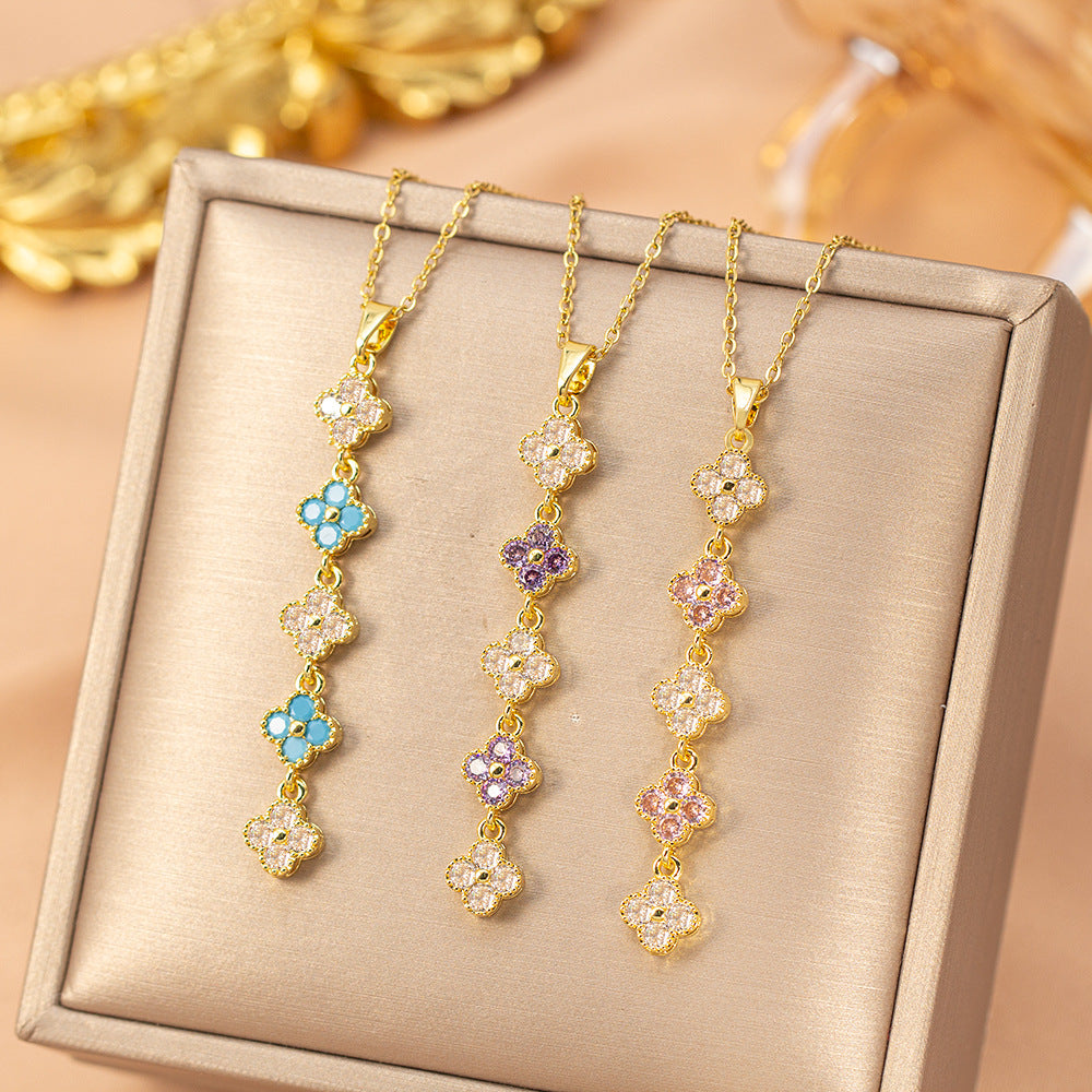 Women's Titanium Steel Fashion Clover Light Luxury High Sense Necklace